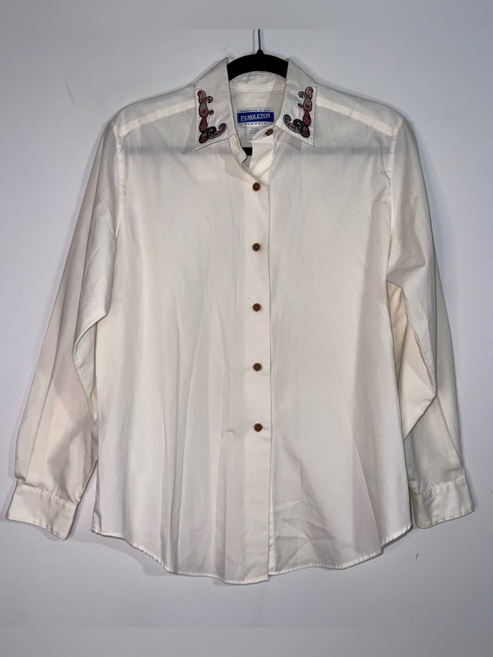 Pendleton Classic White Western Paisley Embroidered Collar Button Shirt 6